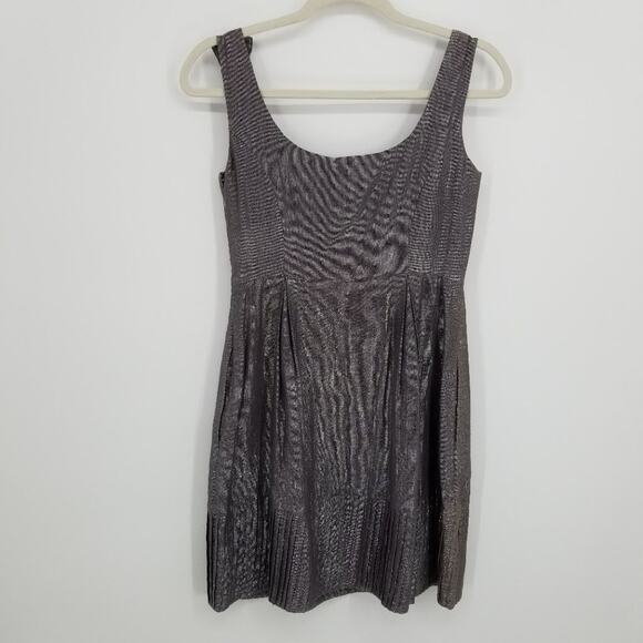 Anthropologie Yoana Baraschi Metallic Bow Dress 4 A Line Pleated Sleeveless - Picture 2 of 10